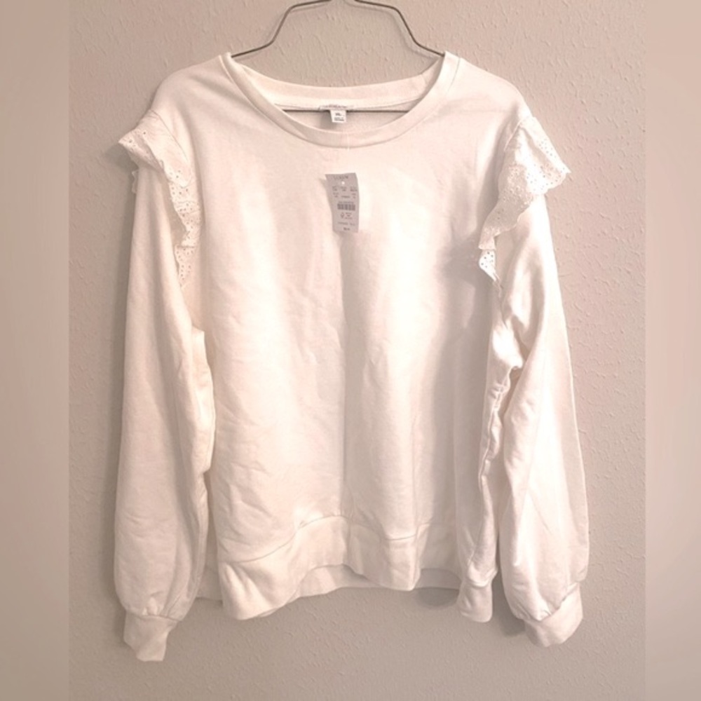 J. Crew Knit Ruffled Sweater Top Sz XL NWT